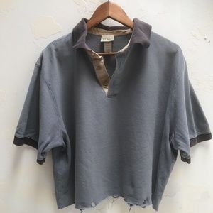 VTG L.L. Bean Cropped Gray Polo Shirt